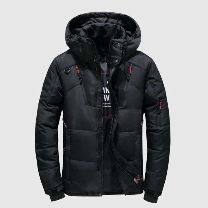 Αντρέ – Φουσκωτό μπουφάν με κουκούλα και τεχνικές λεπτομέρειες