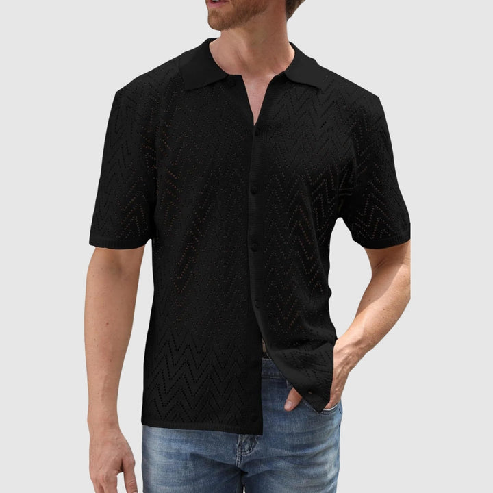 Λιμπουσέ – Πλεκτό πουκάμισο με σχέδιο ζιγκ-ζαγκ