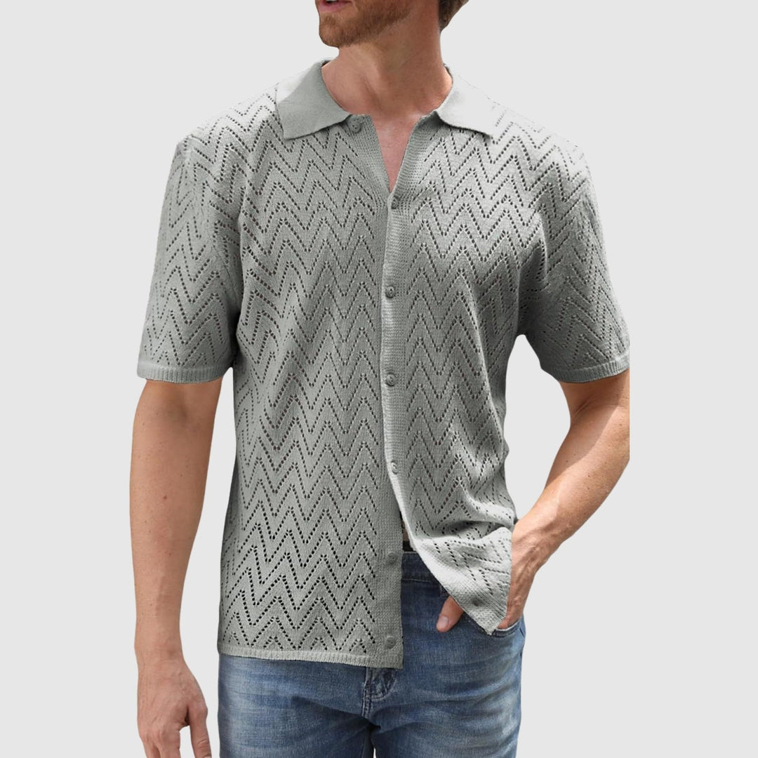 Λιμπουσέ – Πλεκτό πουκάμισο με σχέδιο ζιγκ-ζαγκ