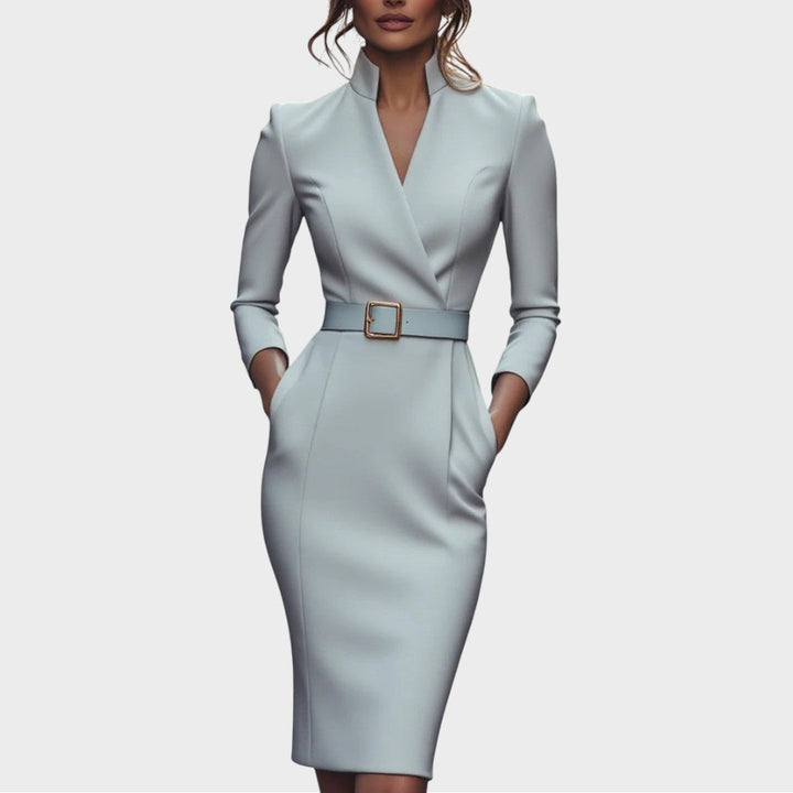 Τζάνα | Κομψό Μαύρο Φόρεμα Shift με Ζώνη