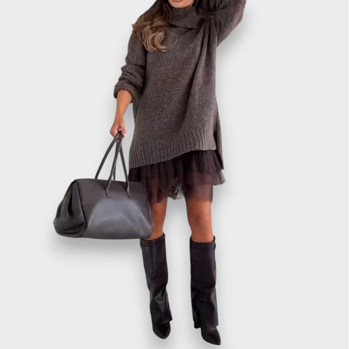 Λούνα | Σετ Χαλάρωσης Δύο Τεμαχίων με Σουέτερ με Δαντέλα