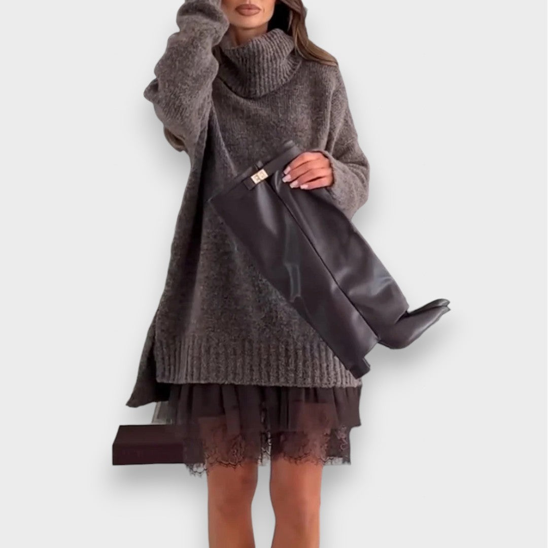 Λούνα | Σετ Χαλάρωσης Δύο Τεμαχίων με Σουέτερ με Δαντέλα