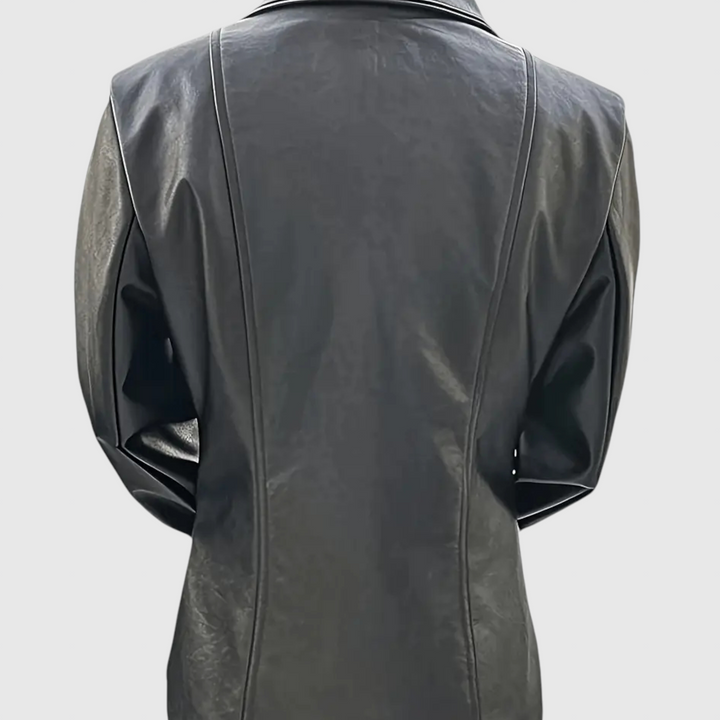 Αδελίνα - Δερμάτινο παλτό από ιταλικό δέρμα με κουμπιά