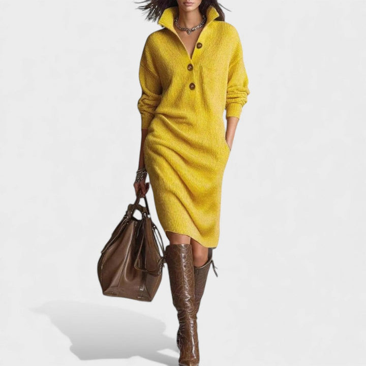 Νάνσυ | Κομψό Χειμερινό Φόρεμα με Κουμπιά