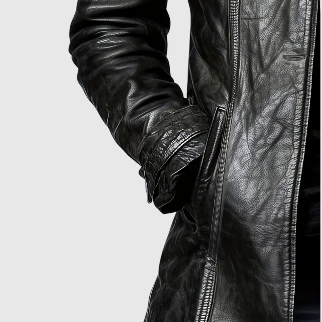 Αδελίνα - Δερμάτινο παλτό από ιταλικό δέρμα με κουμπιά