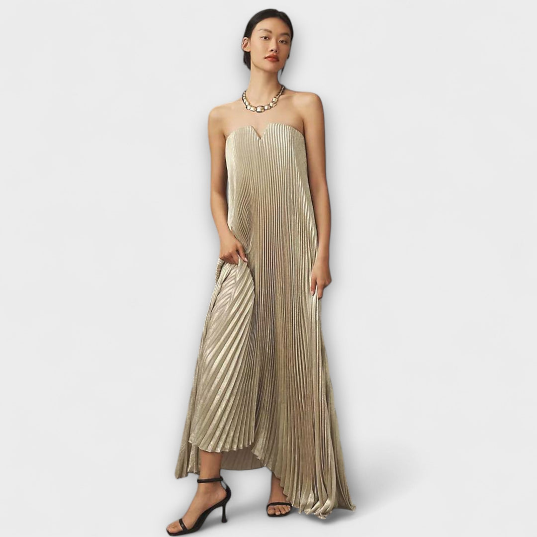 Μισέλ - Φόρεμα Maxi Sweetheart σε Πορτοκαλί Λουλούδια