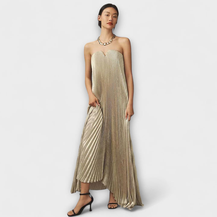 Μισέλ - Φόρεμα Maxi Sweetheart σε Πορτοκαλί Λουλούδια