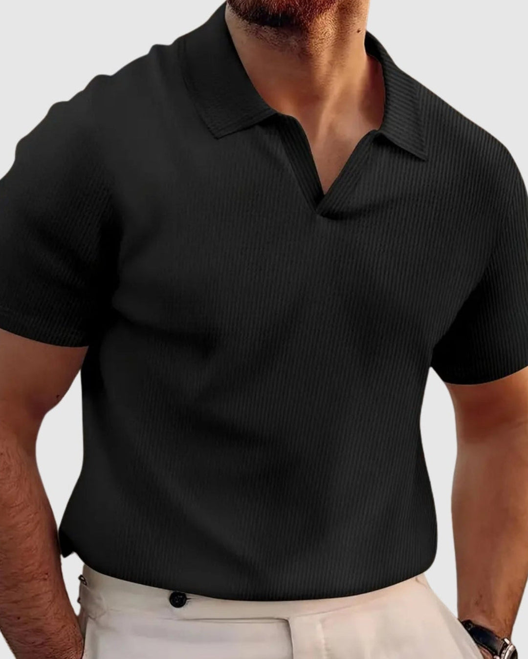 Λιμπουσέ – Ριμπάνα μπλούζα με V-λαιμόκοψη