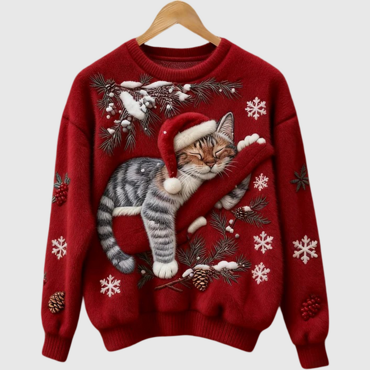 Olivia™ | Μαλακή Μπλούζα με Τεμπέλη Γάτα