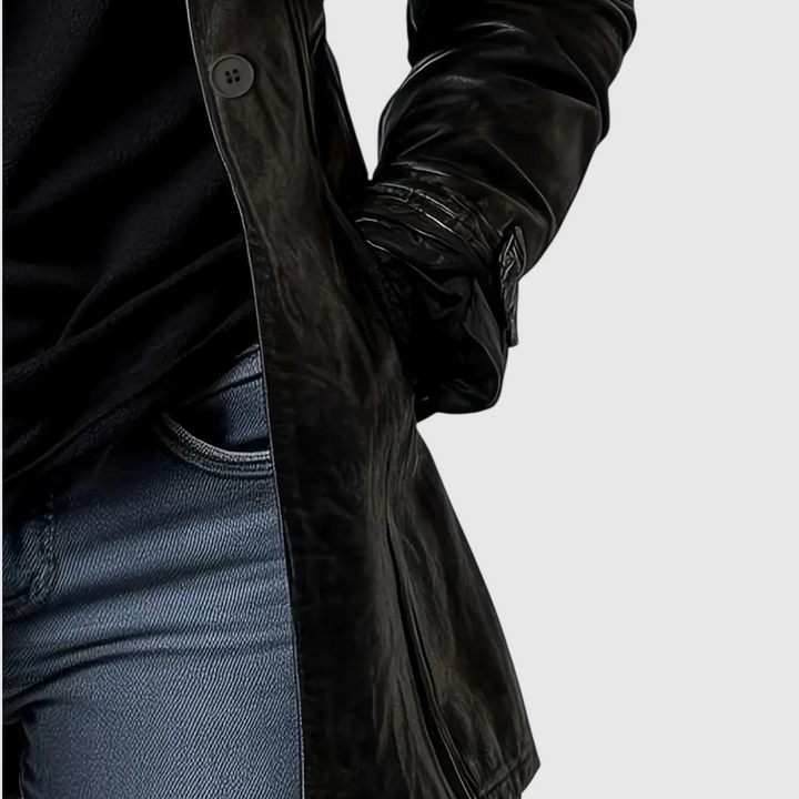 Αδελίνα - Δερμάτινο παλτό από ιταλικό δέρμα με κουμπιά