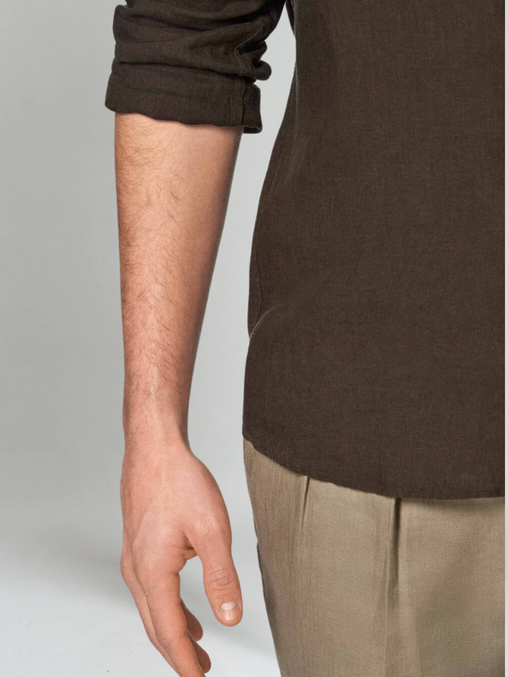 Εσπαντρίγια Λινέν Μπλουζάκι - Σκούρο Καφέ