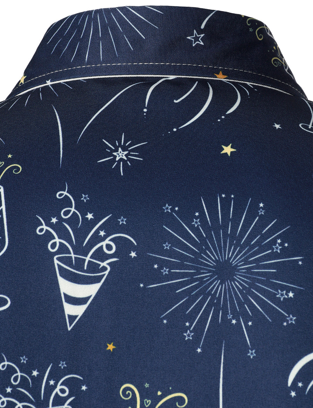 Ανδρικό Πυροτεχνήματα Διακοπές Πρωτοχρονιάς Γιορτή Κουμπί-Ανεβασμένο Μπλε Μακρυμάνικο Πουκάμισο