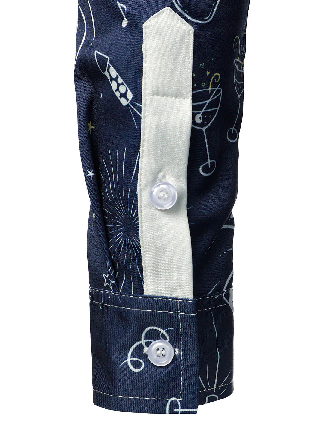 Ανδρικό Πυροτεχνήματα Διακοπές Πρωτοχρονιάς Γιορτή Κουμπί-Ανεβασμένο Μπλε Μακρυμάνικο Πουκάμισο