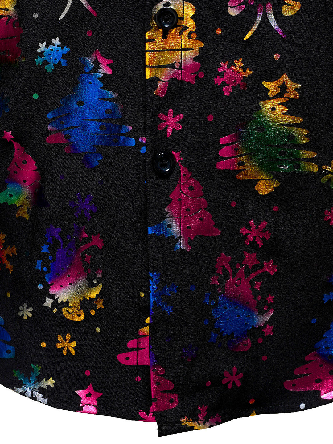 Ανδρικό Χρυσό Χριστουγεννιάτικο Εκτύπωση Κανονική Εφαρμογή Μαύρο Μακρυμάνικο Πουκάμισο