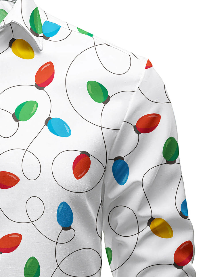 Herre Jul Langærmet Xmas Fairy Lights Skjorte