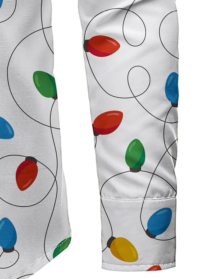 Herre Jul Langærmet Xmas Fairy Lights Skjorte