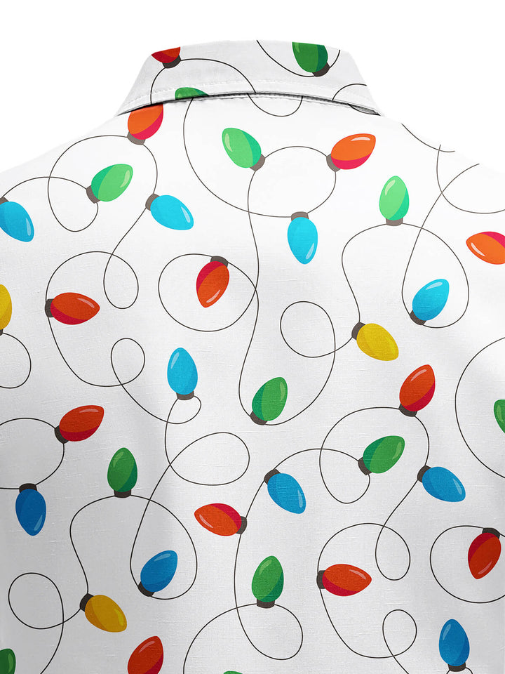 Herre Jul Langærmet Xmas Fairy Lights Skjorte