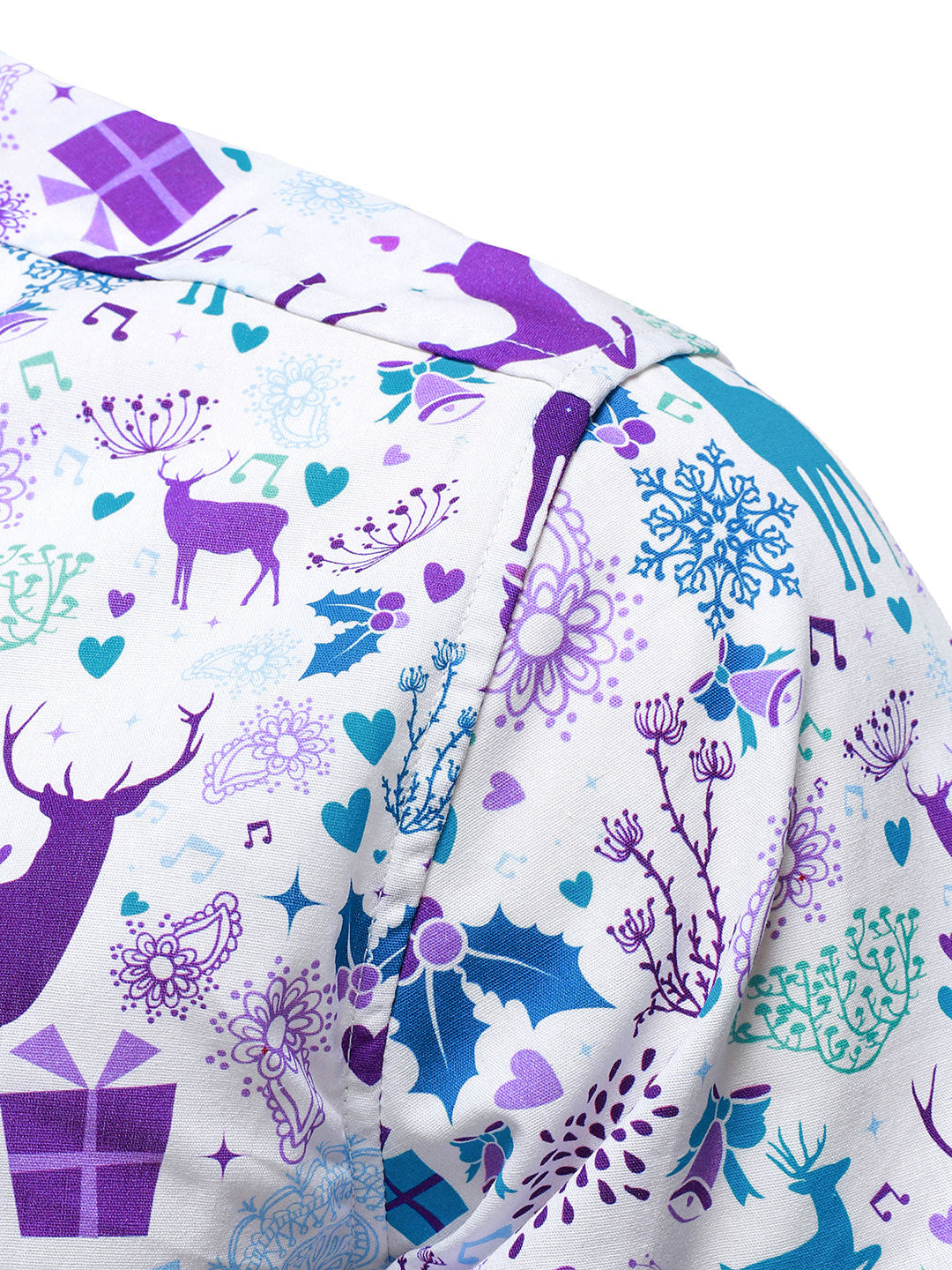 Ανδρικό Χριστουγεννιάτικο Ελάφι Γιορτινής Εκτύπωσης Λευκό Μακρυμάνικο Πουκάμισο