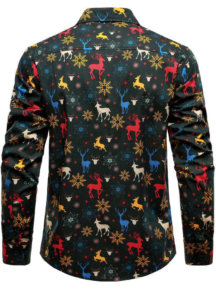 Αντρική Χριστουγεννιάτικη Θέμα Γιορτινό Ελάφι Αργυρή Μακρυμάνικη Μπλούζα