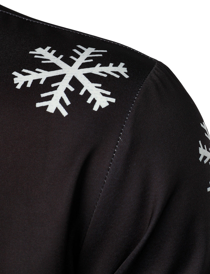 Ανδρικό Χριστουγεννιάτικο Κουμπωτό Μαύρο Διασκεδαστικό Μπλουζάκι Μακρυμάνικο