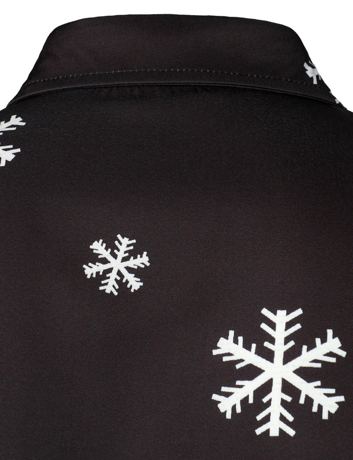 Ανδρικό Χριστουγεννιάτικο Κουμπωτό Μαύρο Διασκεδαστικό Μπλουζάκι Μακρυμάνικο