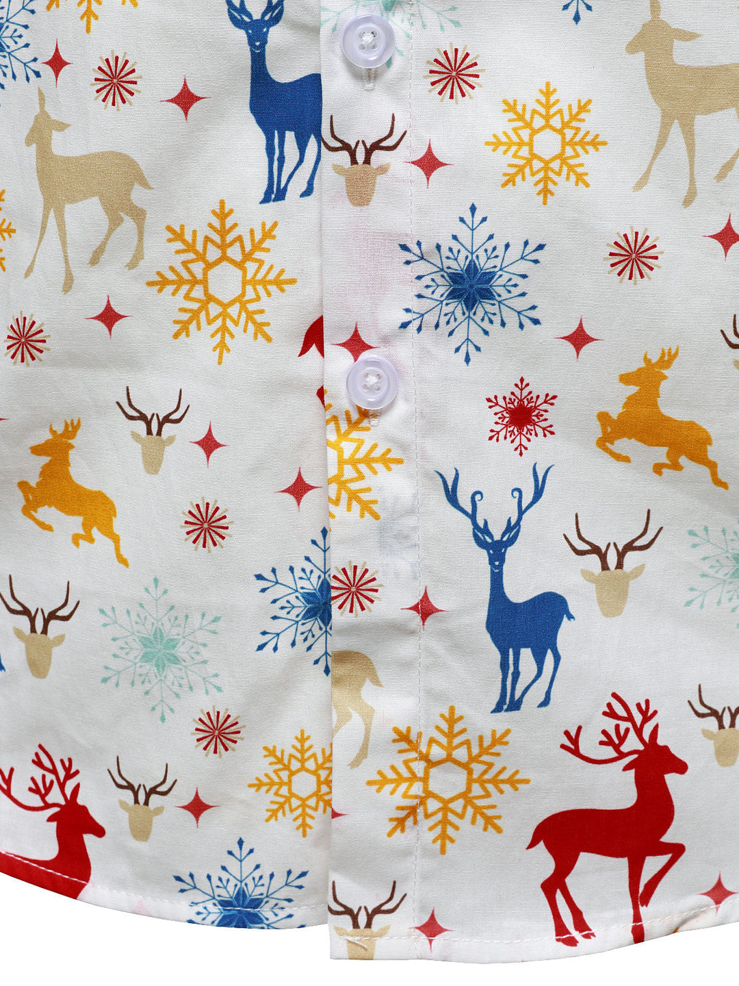 Ανδρικό Χριστουγεννιάτικο Θέμα Εορταστικά Ελάφια Χιονονιφάδες Λευκό Μακρυμάνικο Πουκάμισο