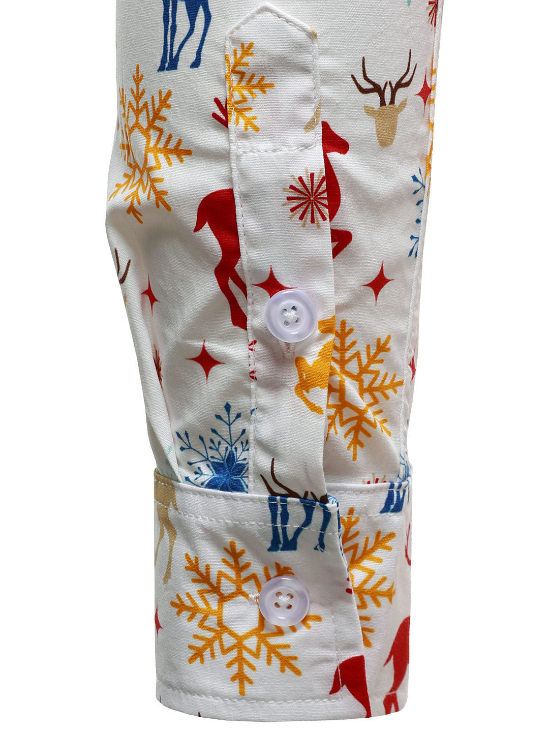 Ανδρικό Χριστουγεννιάτικο Θέμα Εορταστικά Ελάφια Χιονονιφάδες Λευκό Μακρυμάνικο Πουκάμισο