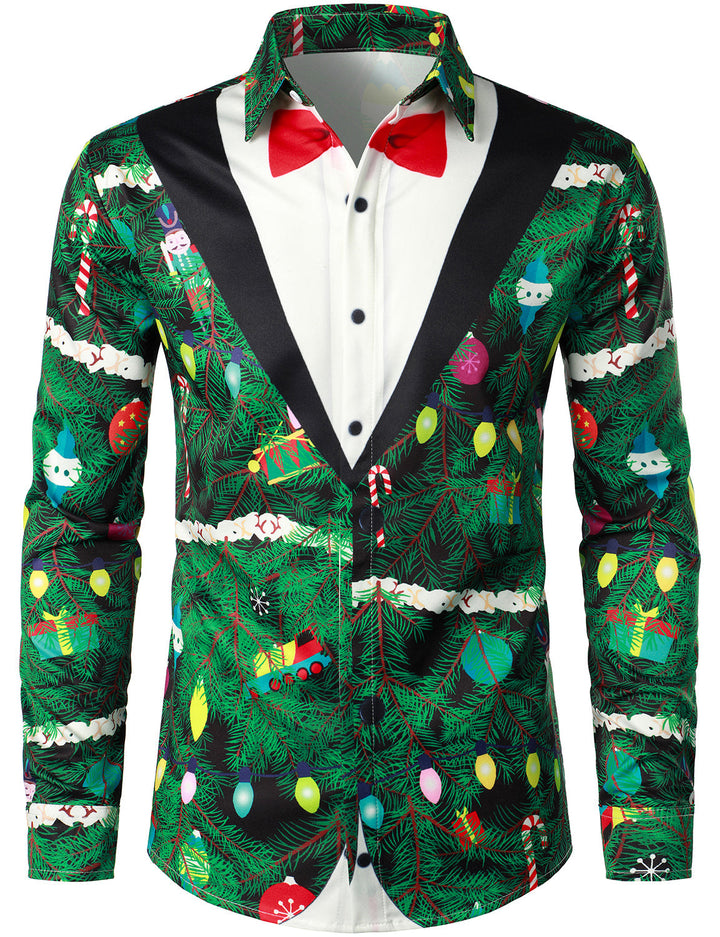 Ανδρικό Χριστουγεννιάτικο Δέντρο Camo Print Κανονική Ταιριάξη Διασκεδαστική Ενδυμασία Θεματική Μπλούζα Μακρυμάνικη