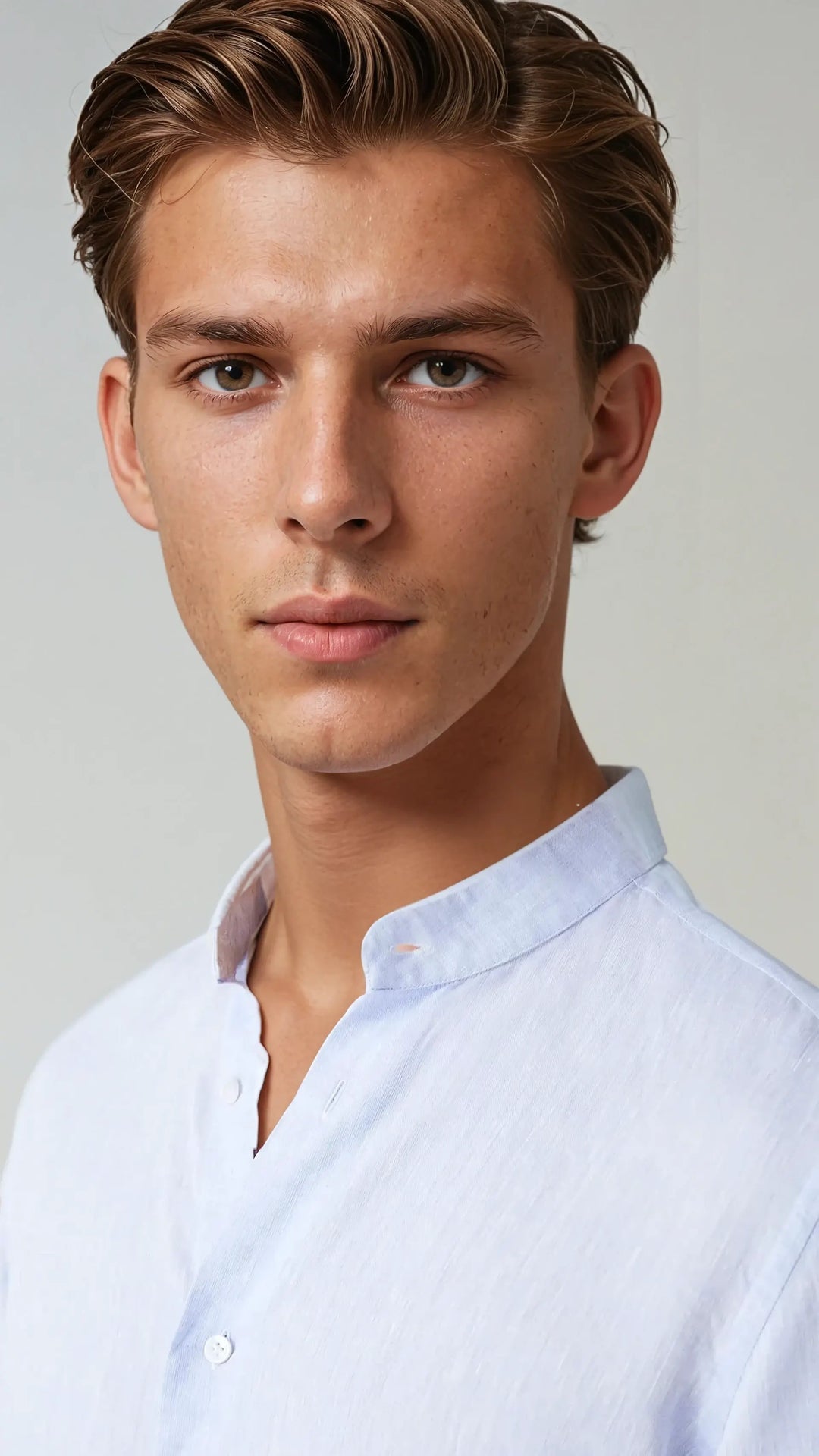 Λινά πουκάμισο με γιακά τύπου μπαντάνα σε ανοιχτό μπλε