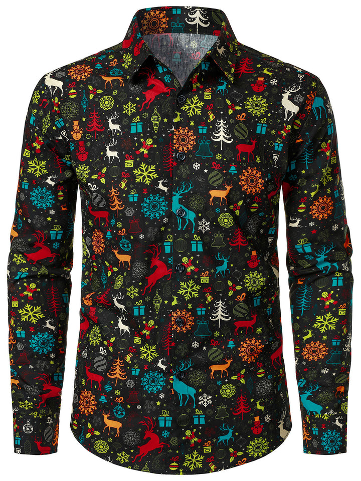 Ανδρικό Διασκεδαστικό Χριστουγεννιάτικο Ρούντολφ Χιονονιφάδα Μακρυμάνικη Μπλούζα