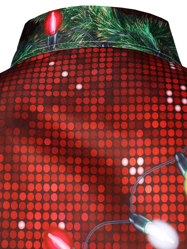 Ανδρικό Χριστουγεννιάτικο αστείο θεματικό πουκάμισο με κουμπιά και μακριά μανίκια