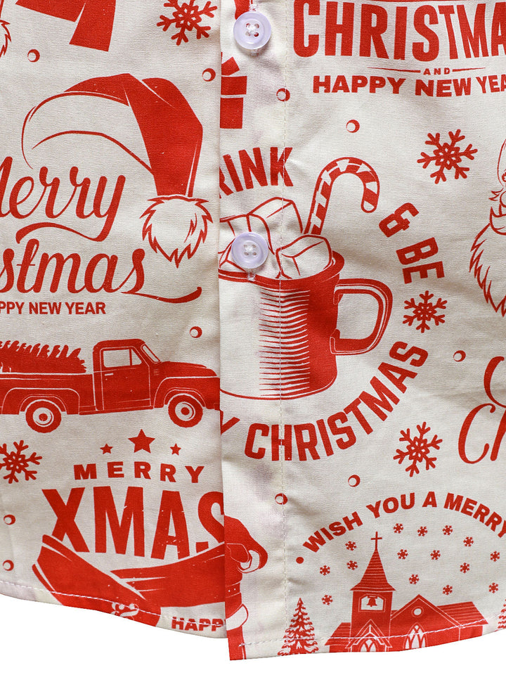 Ανδρική χριστουγεννιάτικη μπλούζα σε μπεζ με διασκεδαστικό vintage σχέδιο και μακριά μανίκια