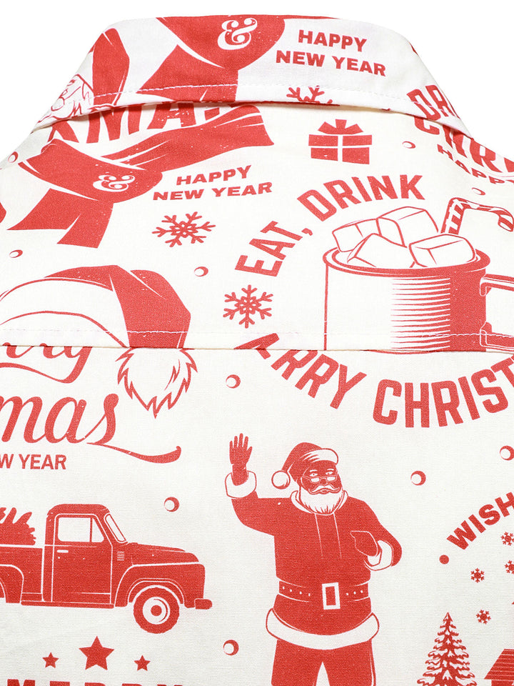 Ανδρική χριστουγεννιάτικη μπλούζα σε μπεζ με διασκεδαστικό vintage σχέδιο και μακριά μανίκια