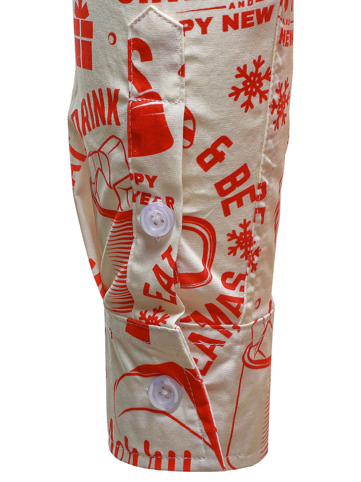 Ανδρική χριστουγεννιάτικη μπλούζα σε μπεζ με διασκεδαστικό vintage σχέδιο και μακριά μανίκια