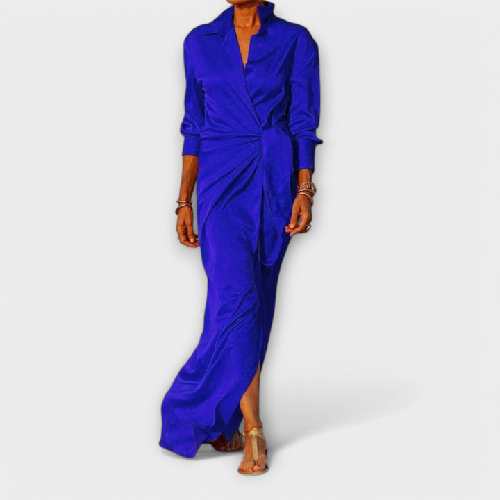 Κομψό Φόρεμα με Ζώνη και Μακριά Μανίκια