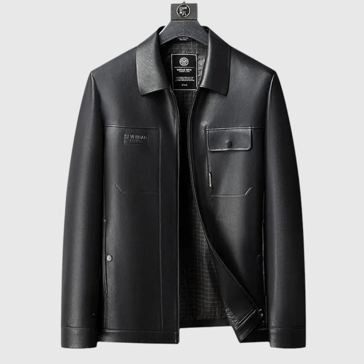 Αρσενικό-Κομψό δερμάτινο μπουφάν