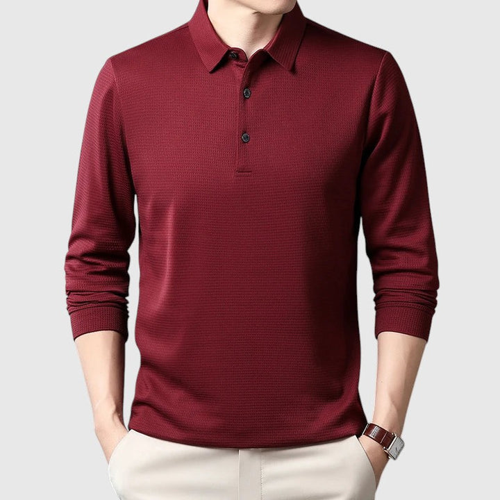 Λιμπουσέ - Κομψό ανδρικό πόλο μπλουζάκι με μακρύ μανίκι