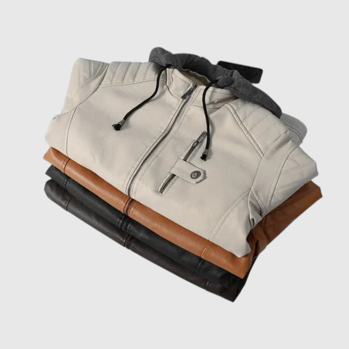 Μπουφάν Boris από δέρμα με κουκούλα