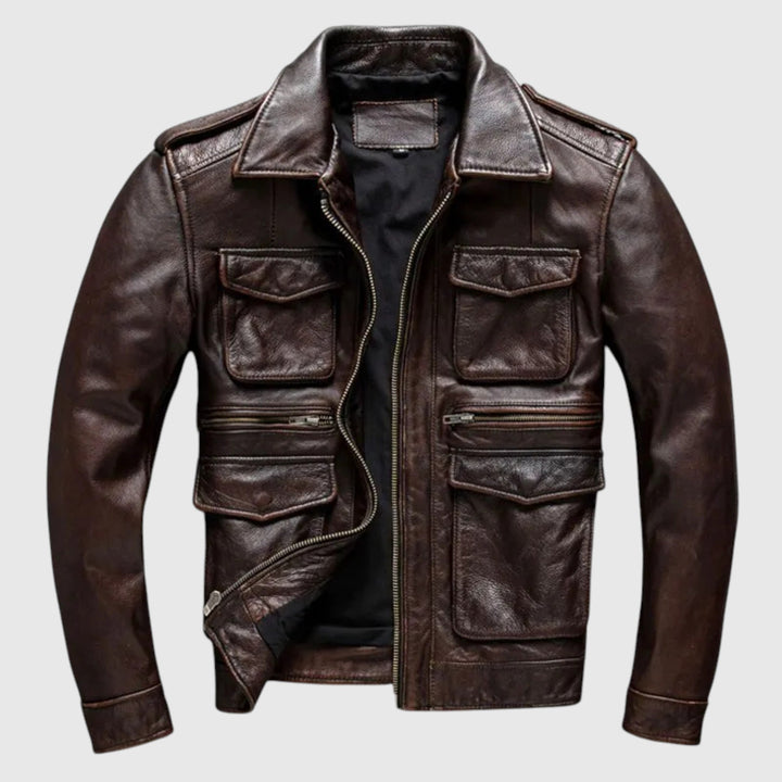 Τόδορ - Δερμάτινο μπουφάν με τσέπες