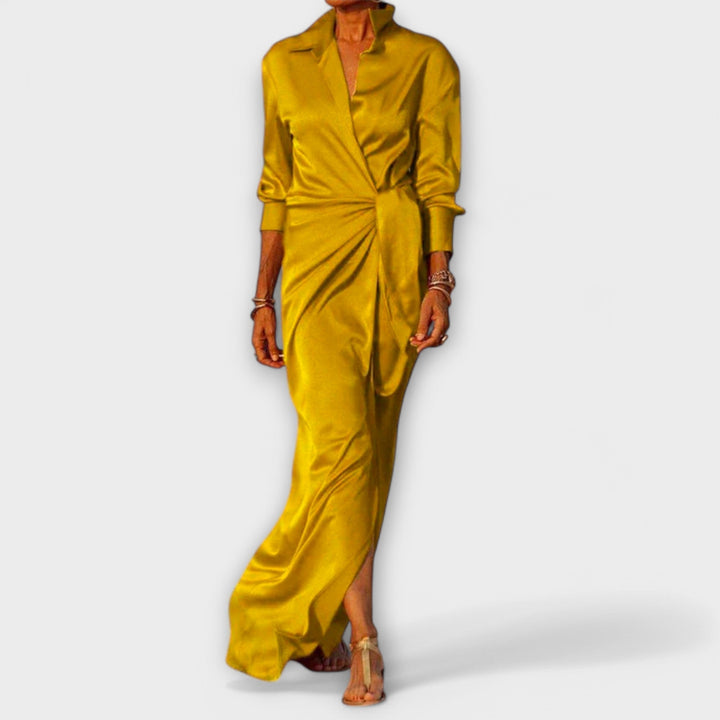 Κομψό Φόρεμα με Ζώνη και Μακριά Μανίκια