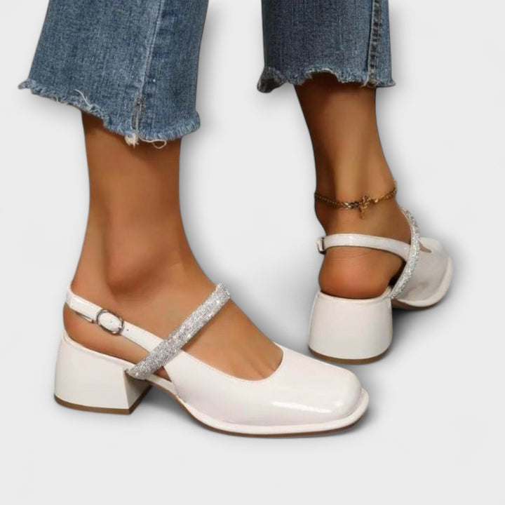 Celandra - Μάρι Τζέιν με γυαλιστερές λωρίδες και τετράγωνο τακούνι