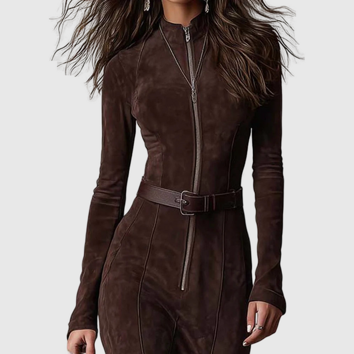 Julina | Κομψό Μακρύ Φόρεμα από Ψεύτικο Δέρμα