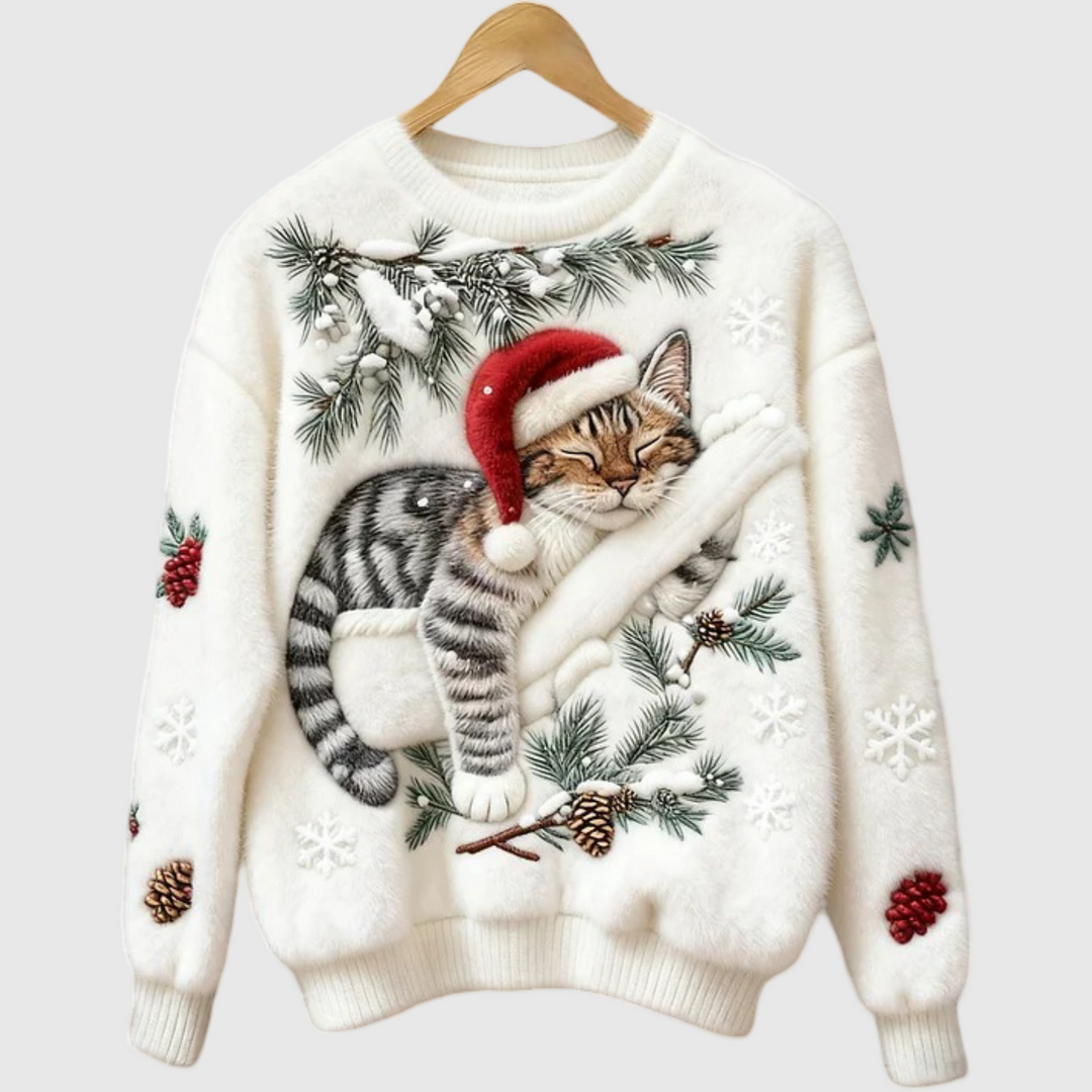 Olivia™ | Μαλακή Μπλούζα με Τεμπέλη Γάτα