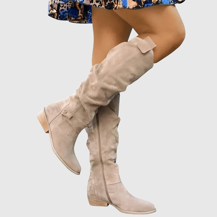 Αλένα - Ψηλές μπότες με ρυτιδωτό εφέ