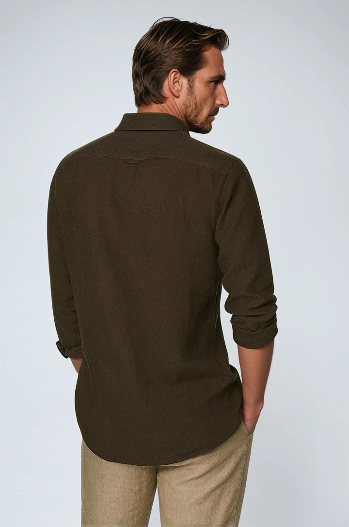 Εσπαντρίγια Λινέν Μπλουζάκι - Σκούρο Καφέ