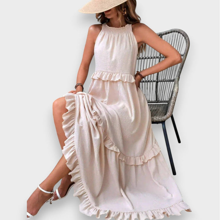 Αλίνα | Αμάνικο Φόρεμα με Λεπτομέρειες Ράσας