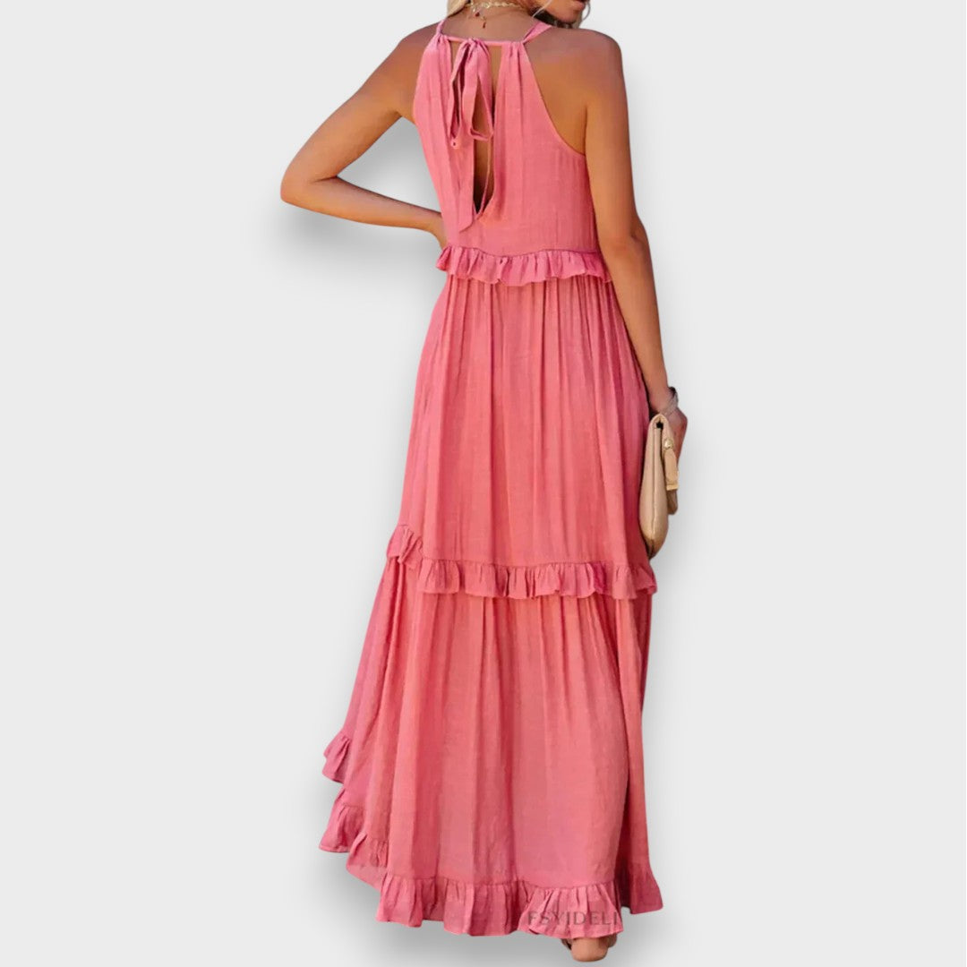 Αλίνα | Αμάνικο Φόρεμα με Λεπτομέρειες Ράσας