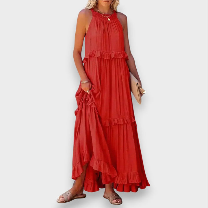 Αλίνα | Αμάνικο Φόρεμα με Λεπτομέρειες Ράσας