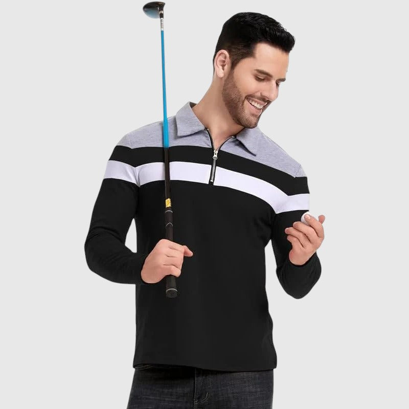 Λιμπουσέ - Κομψό πουλόβερ με φερμουάρ και ρίγες