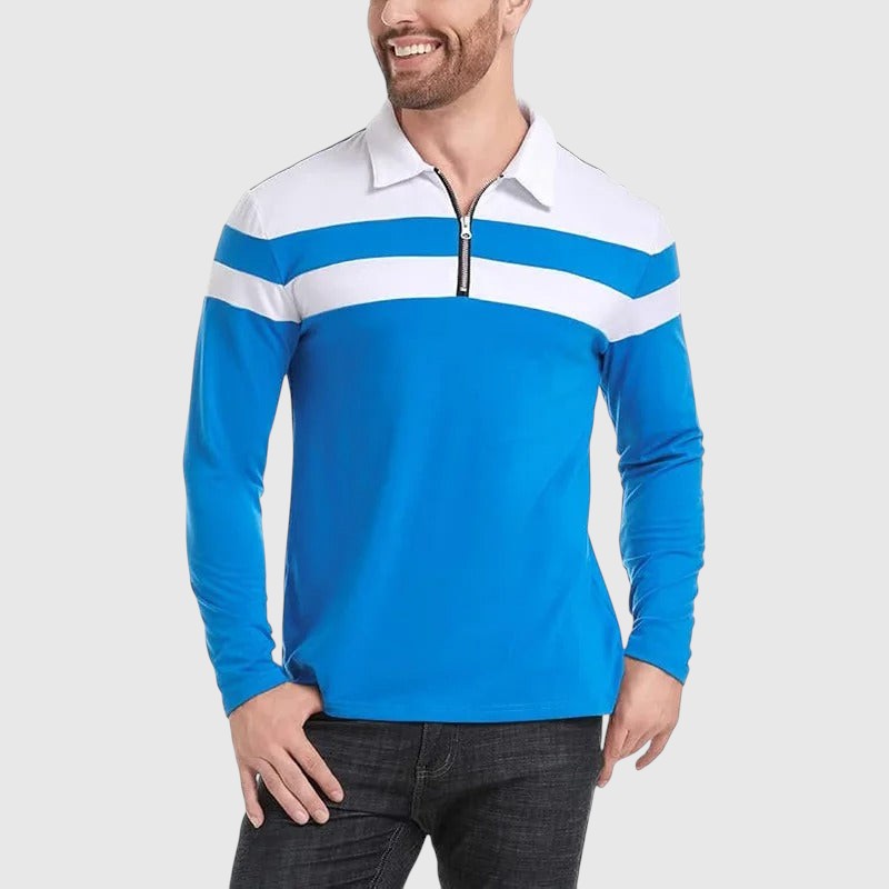 Λιμπουσέ - Κομψό πουλόβερ με φερμουάρ και ρίγες